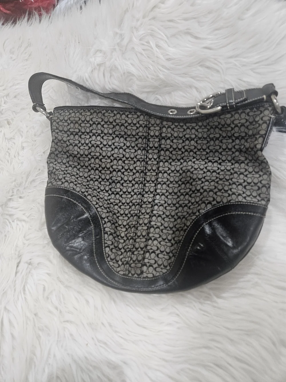 Classic Black Patterned Women's Shoulder Bag